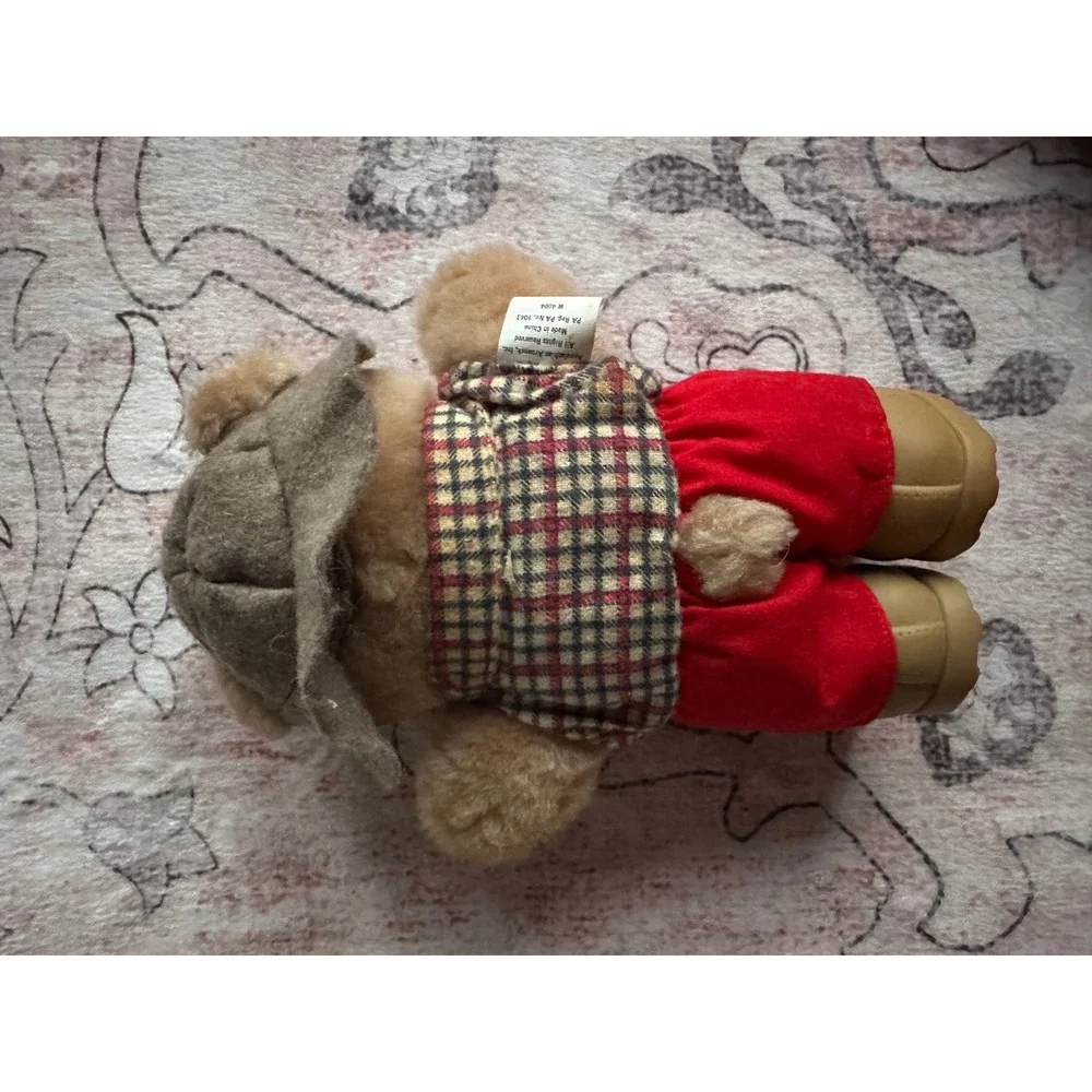 Vintage Furskins Bear Xavier Roberts Plaid Shirt Red Pants Plush Toy 1980s
